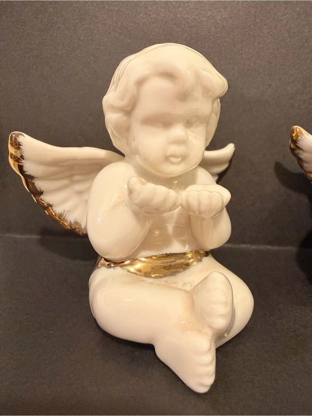White Ceramic Angel Figurine with Gold - Home Accent salt and pepper shaker